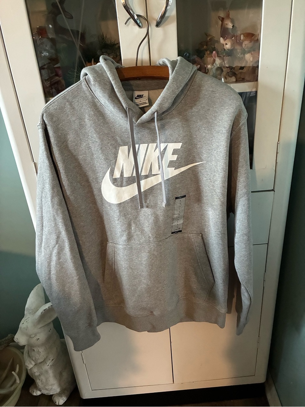 Nike Men's Gray Logo Pullover Hoodie sz L nwt